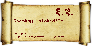 Rocskay Malakiás névjegykártya